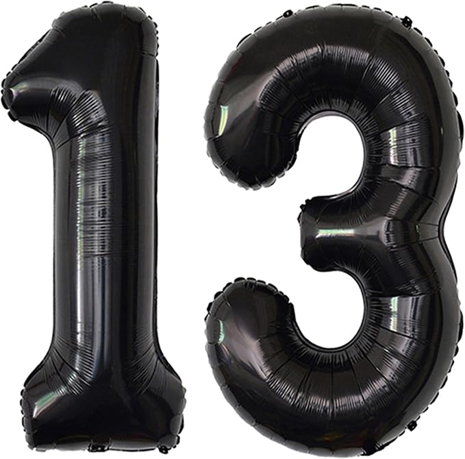 Black 13 Number Balloons Big Giant Jumbo Large Number 13 Foil Mylar Balloon by COLORFULELVES