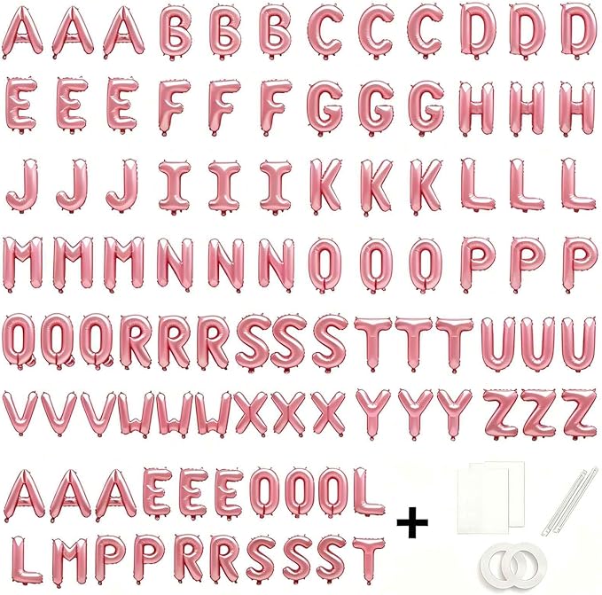 98 Pcs Pastel Pink Letter Balloons, Custom 3 Set A-Z Set - Image 2