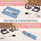 Oversize Silicone Heat Resistant Mat, Portable Travel Mat Cover with Velcro for Curling Irons, Flat Irons, Hair Straightener and Hot Hair Styling Tools(14.2" x 11")