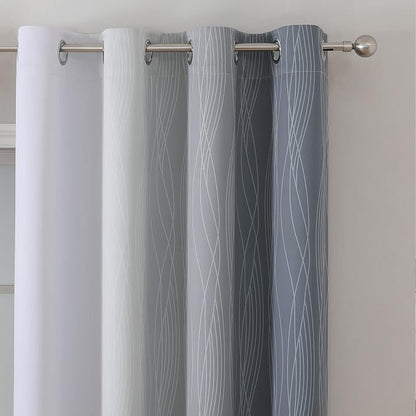 Grayish White and Grey Blackout Curtains - Image 4