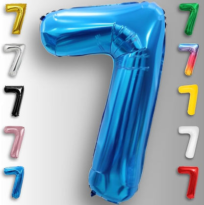 Blue Number Balloon 7 Mylar Foil Balloons 16 inch - Image 3