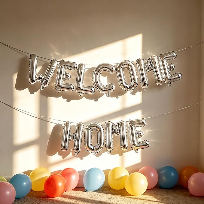 2 Set 22Pcs Silver WELCOME HOME Letter Balloons 16in Balloon Foil Letter - Image 7