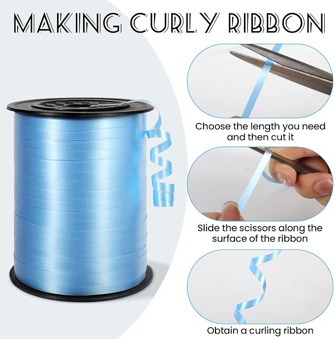 500 Yards Light Blue Curling Ribbon, 1/5 Inch Wide Balloons String Ribbons - Image 3