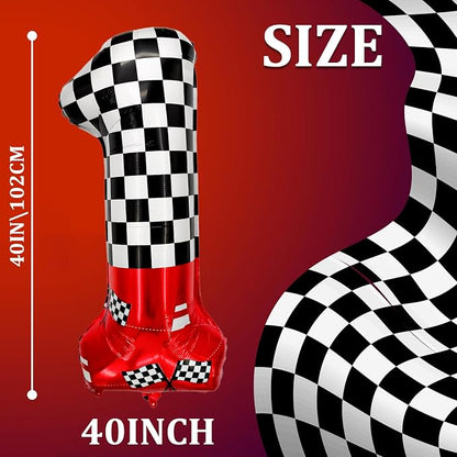 1 pack racing theme 40-inch digital foil balloon, featuring black and white - Image 2