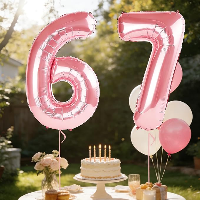 40 Inch Number 67 Balloons for 67th Birthday Party Decorations, 0-100 Jewelry - Image 3