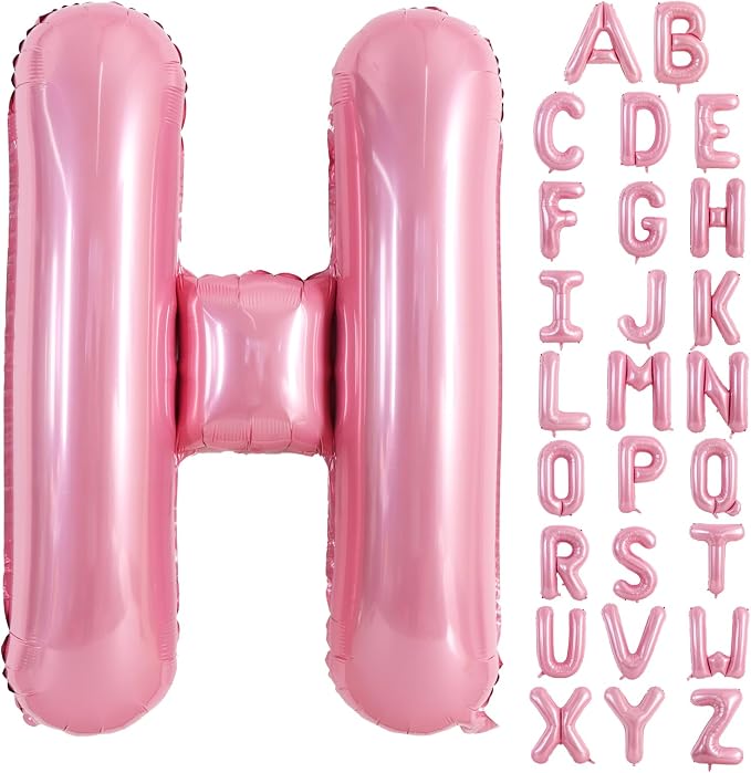 TONIFUL 40 Inch Large Pink Letter H Balloons Giant Foil Mylar Alphabet Balloon by TONIFUL