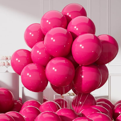 AULE 50Pcs Latex 12 Inch Hot Pink Balloons Fuchsia | Helium Party Happy by AULE