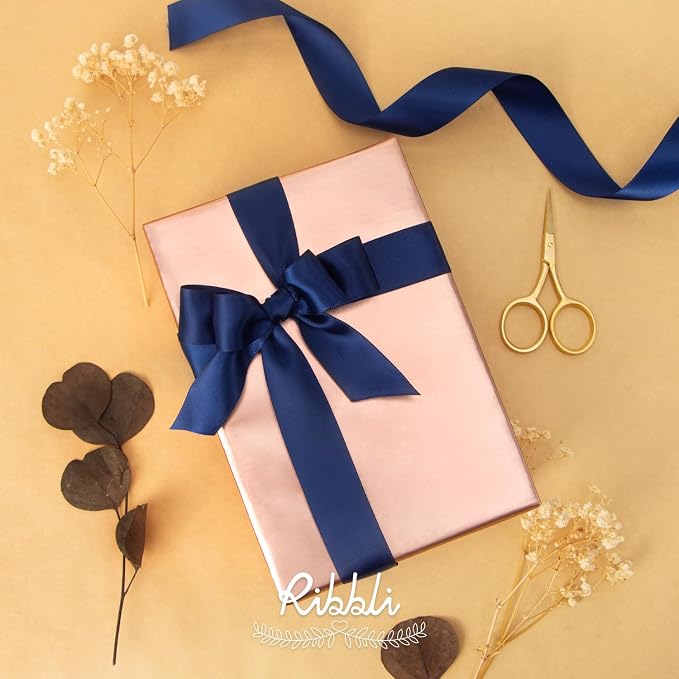 Ribbli Navy Double Faced Satin Ribbon, 1” x Continuous 25 Yards, Use - Image 4