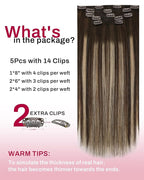 Moresoo Clip in Hair Extensions Human Hair Dark Brown to Blonde Balayage Hair Extensions Clip ins Long Ombre Dark Brown to Honey Blonde Double Weft 80g/5pcs 20 inch