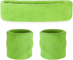 Suddora Sweatbands Set, Moisture Wicking 2 Wristbands and 1 Headband, Breathable Terry Cloth Athletic Bands for Basketball, Tennis, Yoga, Gym, Sweat Bands for Costumes and Cosplay