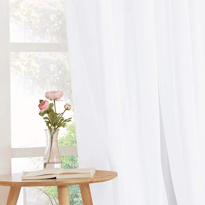 PONY DANCE White Curtains, 52 W by 84 L, Pure White, 2 Pieces | Double Layer - Image 9