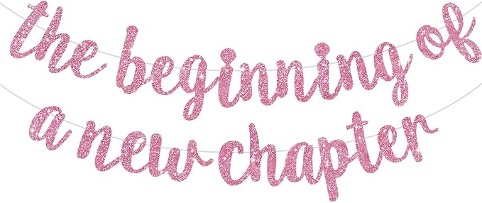 BEISHIDA Pink Pre-Strung Glitter The Beginning of A New Chapter Banner | by Beishida