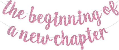 BEISHIDA Pink Pre-Strung Glitter The Beginning of A New Chapter Banner | by Beishida