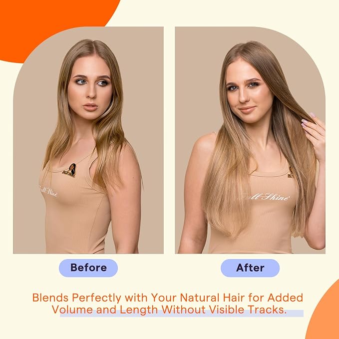 Full Shine Tape in Extensions Human Hair 12 Inch Balayage Color 3/8/22 Dark Brown Fading to Brown and Blonde Invisible Seamless Skin Weft Remy Hair Extensions Real Human Hair Tape in 20PCS 30 Grams