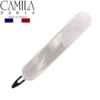 Camila Paris CP2822 French Hair Barrette Clip for Girls, Handmade, White, Metal-Free Closure Strong Hold Grip Hair Clips for Women, No Slip and Durable Styling Girls Hair Accessories, Made in France