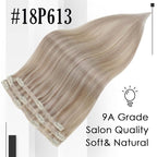 Full Shine Human Hair Clip in Extensions Blonde Highlight Straight Remy Clip in Hair Extensions Ash Blonde Lace Weft Real Human Hair Extensions Clip ins 14 Inch 3 Pcs 60 G