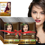 Herbishh Natural Hair Color Shampoo for Gray Hair - Argan Hair Mask, Travel Size, Long-Lasting Color, Ammonia-Free, 10 Pack + 1 Pack (Dark Brown)