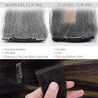 WENNALIFE Seamless Clip In Hair Extensions, 16 Inch 130g 7pcs Natural Black Mixed Chestnut Brown Hair Extensions Clip in Human Hair Invisible PU Skin Weft Natural Remy Human Hair Extensions