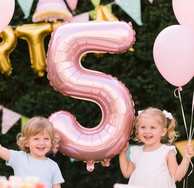 Number Balloons Pink 5 Balloon 40 inch - Image 3
