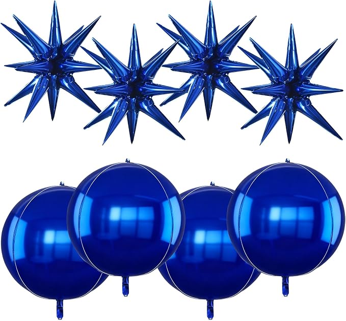 TONIFUL 8Pcs 22Inch Navy Blue Large 4D Giant Round and Star Balloons Explosion by TONIFUL