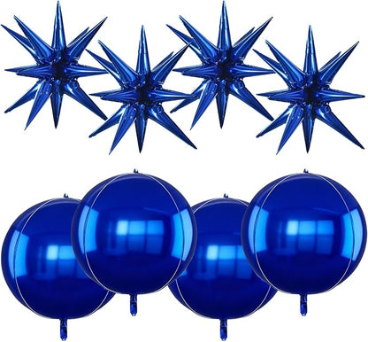 TONIFUL 8Pcs 22Inch Navy Blue Large 4D Giant Round and Star Balloons Explosion by TONIFUL