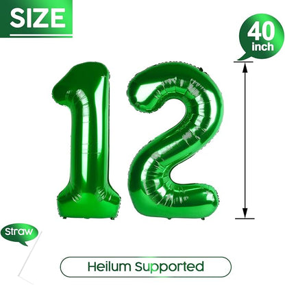 12 Balloon - Green Birthday Number Balloons, 40 Inch Decorations Men Women | - Image 5