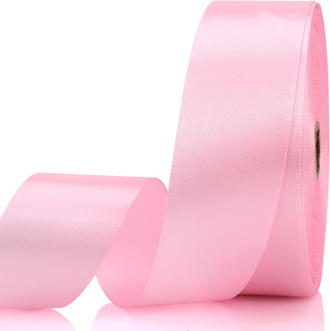1-1/2 Inch 60 Yards Light Pink Solid Satin Ribbon by Unknown