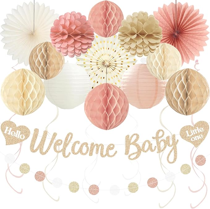 Boho Blush Pink Baby Shower Decorations by Aonor