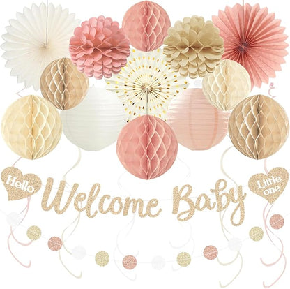Boho Blush Pink Baby Shower Decorations by Aonor