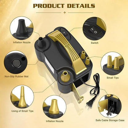 AXHJ Electric Balloon Pump, Portable Balloon Inflator, Dual Nozzle Air Pump - Image 2