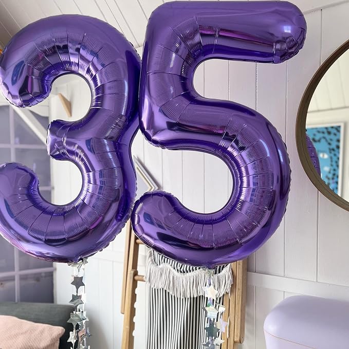Number 18 Purple Balloons 40 Inch Giant Purple 18 Number Foil Helium Balloons - Image 3