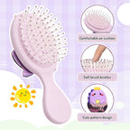 Toddler Detangler Brush - Mini Massage Brush for Kids with Air Cushion - For Thin Hair of Boys and Girls - Purple