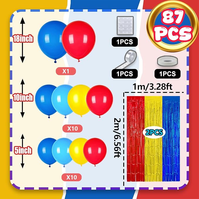 Red Blue Yellow Balloon Arch Garland Kit Birthday Party Decorations | Video - Image 5