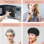 Flaxseed Deep Conditioning Heat Cap - Boloye Cordless 100% Safe Microwave Hot Cap for Natural Curly Textured Hair Care, Drying, Styling, Curling, Universal size (10 PCS One-time shower cap) (Black)