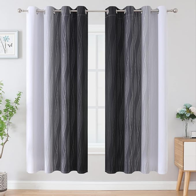 Full Room Darkening Blackout Curtains 72 Inch Length 2 Panels Set, Ombre - Image 2