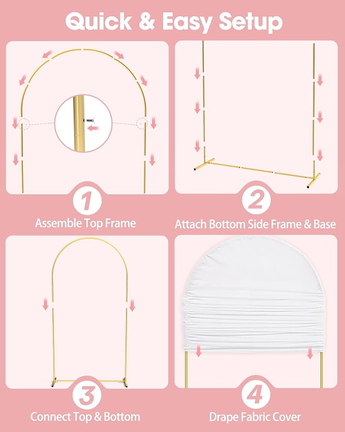 Pureegg Arch Backdrop Stand and Cover Set, 6.6 ft, Celebrations, Easy Assembly - Image 3