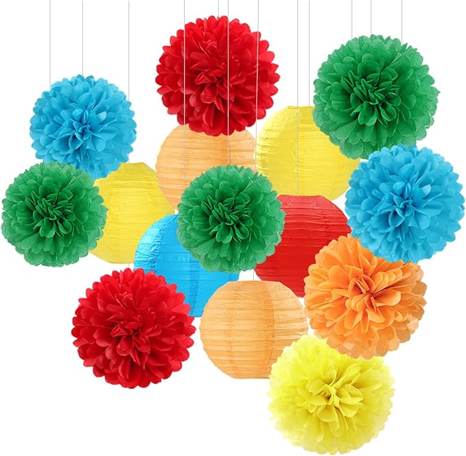 Rainbow Colorful Party-Decorations Paper-Flowers by Hugfond