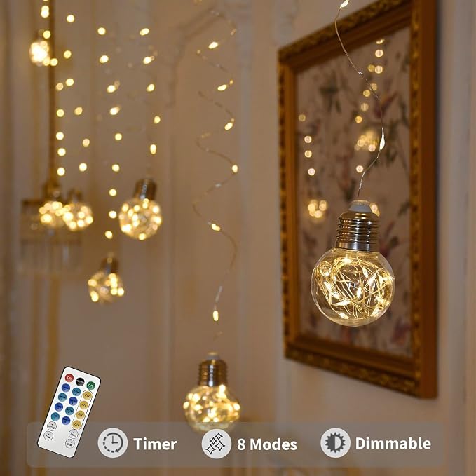 YOLIGHT Wishing Ball Curtain Lights 200 LED Window Curtain String Lights - Image 3