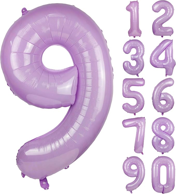 40" Macaron Purple Number 9 Balloons Helium Foil Mylar Balloon Digit 9 | by Exquisitehighqualitypartydecorationstomeetyoureveryneed%EF%BC%81