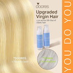 DOORES Hair Extensions Seamless Clip in Human Hair, DirtyBlonde Mixed Platinum Blonde 110g 7pcs 16 Inch, Invisi Edge Hair Extensions Real Human Hair Clip in Remy Straight Hair
