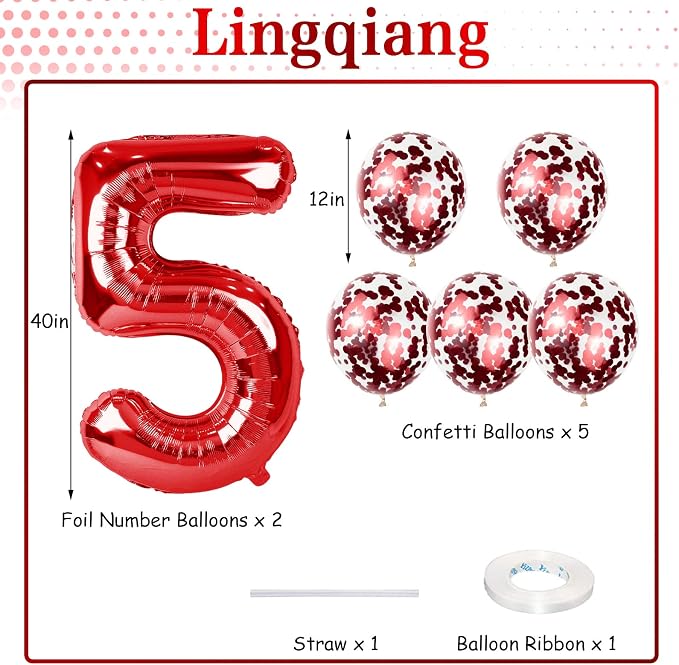 40 Inch Number 65 Foil Balloons Set, Giant Number 5 and 6 Helium Self Inflating - Image 2