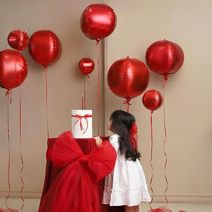 HILAVO 12PCS Red Round Foil Balloons - Image 6