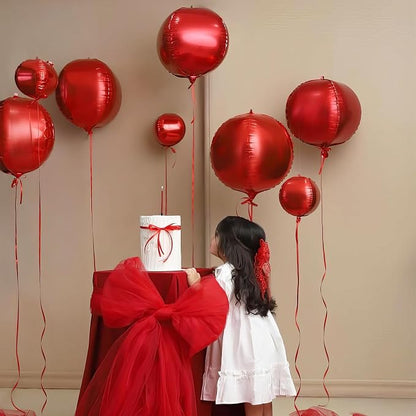 HILAVO 12PCS Red Round Foil Balloons - Image 6