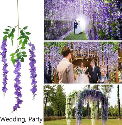 108pcs Artificial Wisteria Flowers 3.6 Feet/Piece Purple Dense Artificial Fake - Image 4