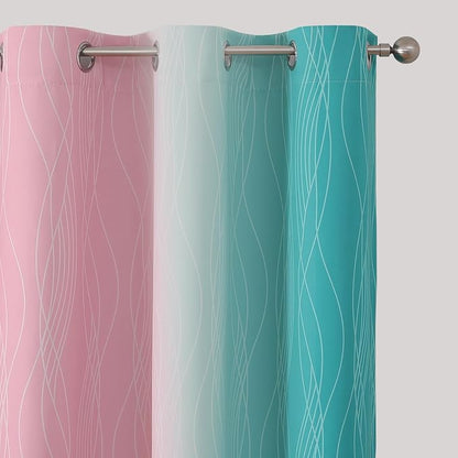 Pink and Teal Ombre Blackout Curtains - Image 4