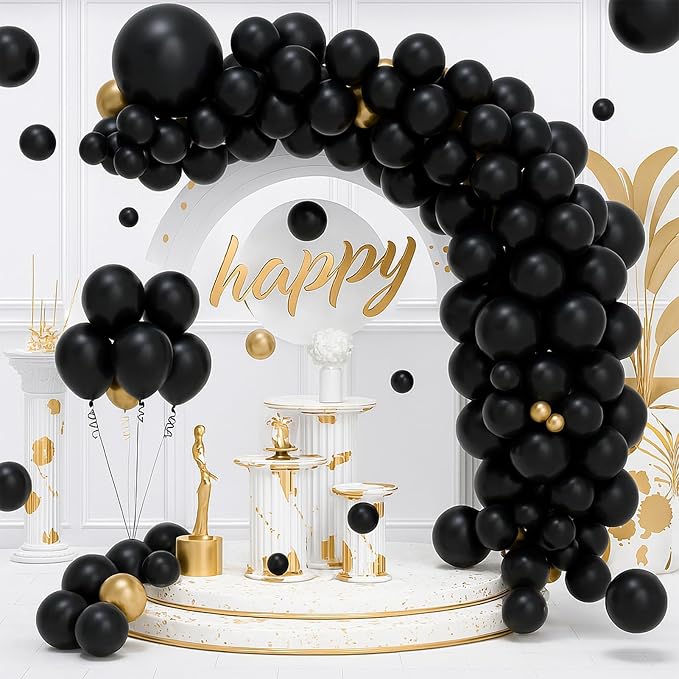 EMART Black Balloons 12 Inch 100pcs, Latex Balloons - Image 2