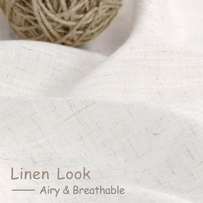 Ivory White Linen Curtains for Living Room 126 Inches Long Light Filtering Semi - Image 4