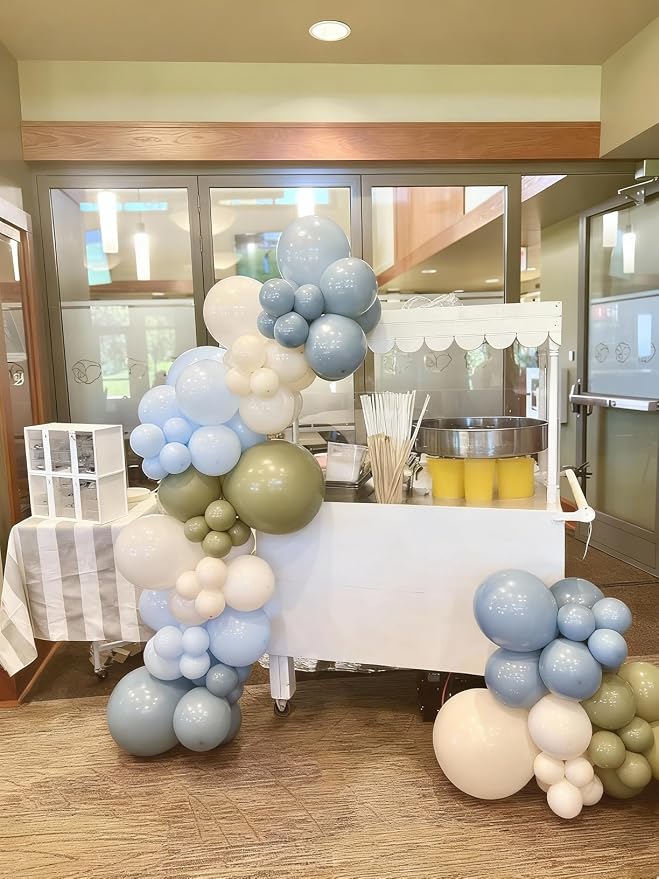 Sage Green Dusty Blue Balloons for Baby Shower Birthday Party Decorations | - Image 5