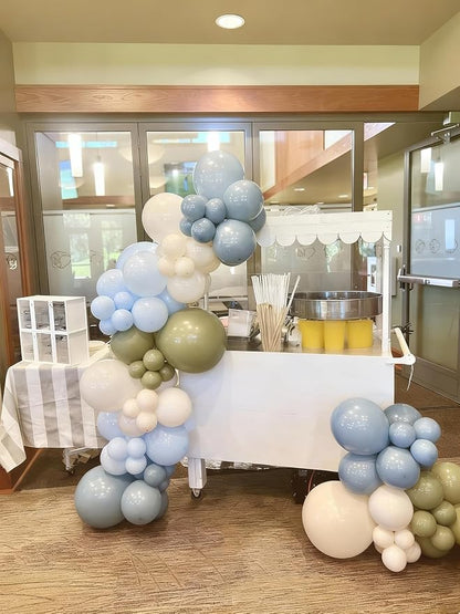 Sage Green Dusty Blue Balloons for Baby Shower Birthday Party Decorations | - Image 5