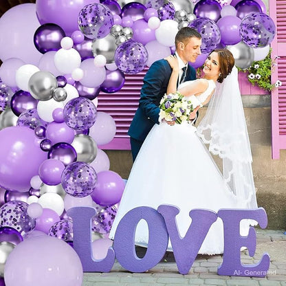 Purple Balloons Garland Arch Kit, Party | Lavender Pastel Purple Metallic - Image 6